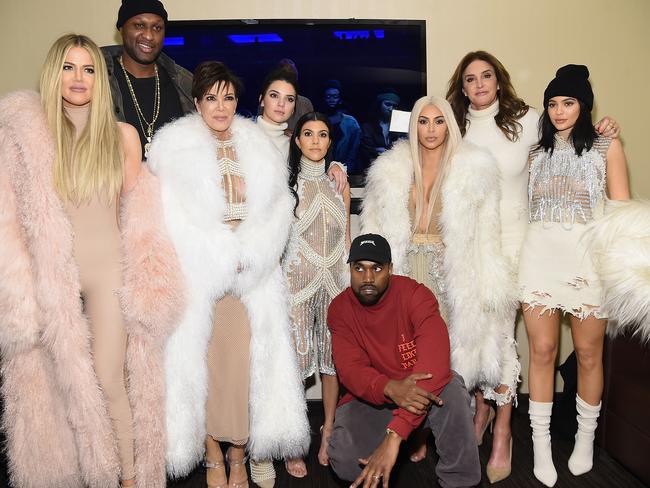 Kanye West with the Kardashians in 2016. Picture: Getty Images.