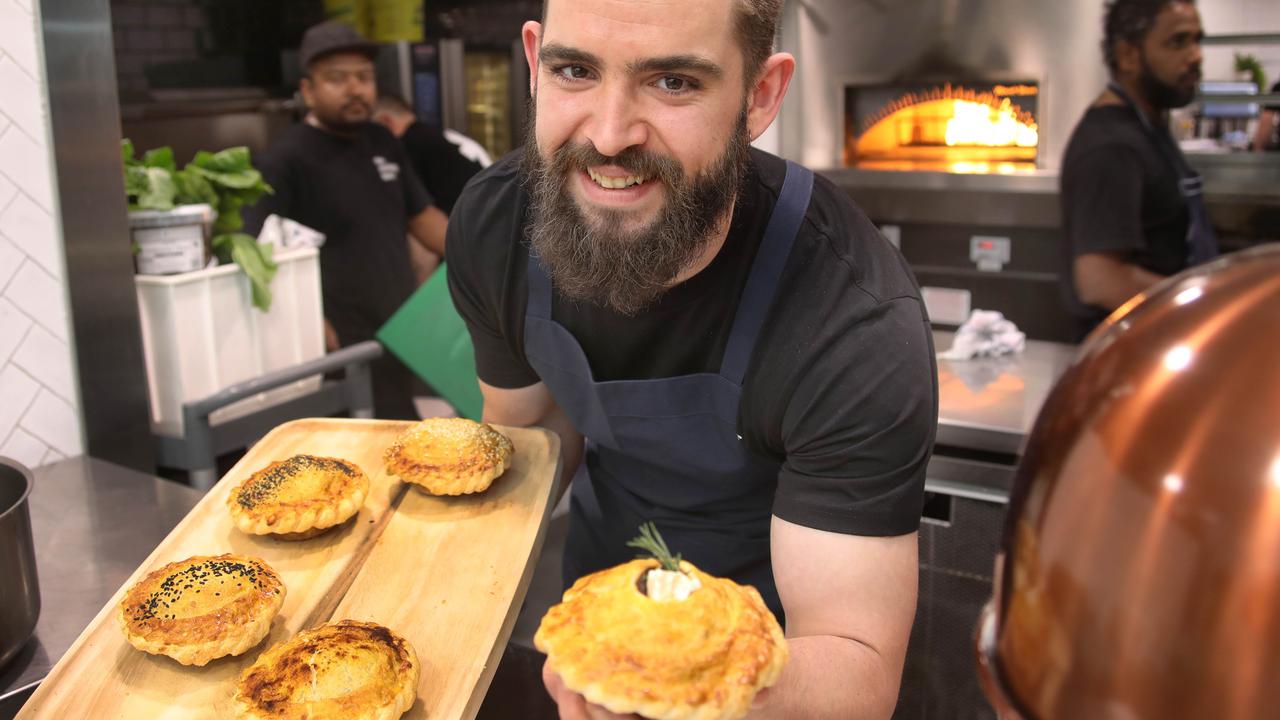 Stockpot chef Gypsy Smith with pies he is now baking in a new pop-up bakery. Picture: Dean Martin