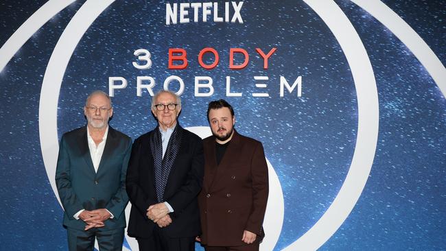 <i>Game of Thrones</i> alum Liam Cunningham, Sir Jonathan Pryce and John Bradley star in the new sci-fi thriller. Picture: Lia Toby/Getty Images
