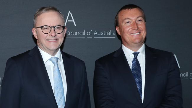 Anthony Albanese and Business Council chief executive Bran Black. Picture: John Feder