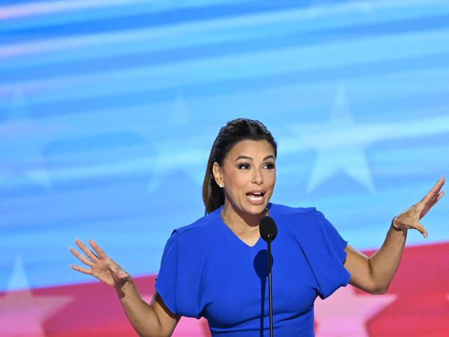 Eva Longoria endorses Kamala Harris during the Democratic National Convention. Picture: AFP