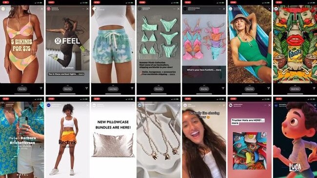 Lindsay Dubin found that in two minutes of watching Instagram stories, she saw 33 stories of accounts she follows as well as these 14 ads, many of which were focused on physical appearances.