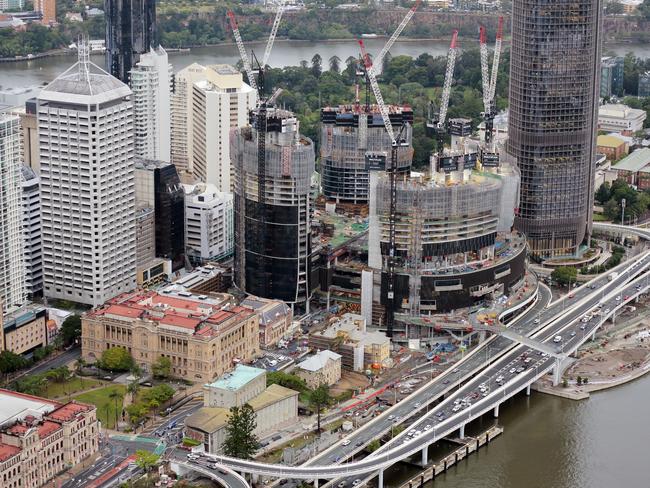 Queens Wharf under construction in Brisbane