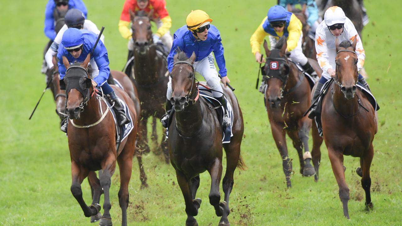 Golden Slipper day was very wet in the autumn. Picture: Simon Bullard