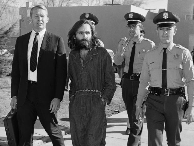 Charles Manson en route to court in December 1969. Picture: AP