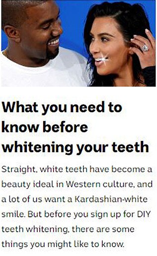 Who else should ABC Life turn to but Kim Kardashian when it comes to the top tips on teeth whitening? Picture: Screengrab/ABC Life