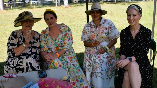 Jessica Lawless-Pyne, Emily Lees, Ngaire Nipperess and Claire Matheson at the Yeppoon race day at Keppel Park racecourse on April 26, 2025.