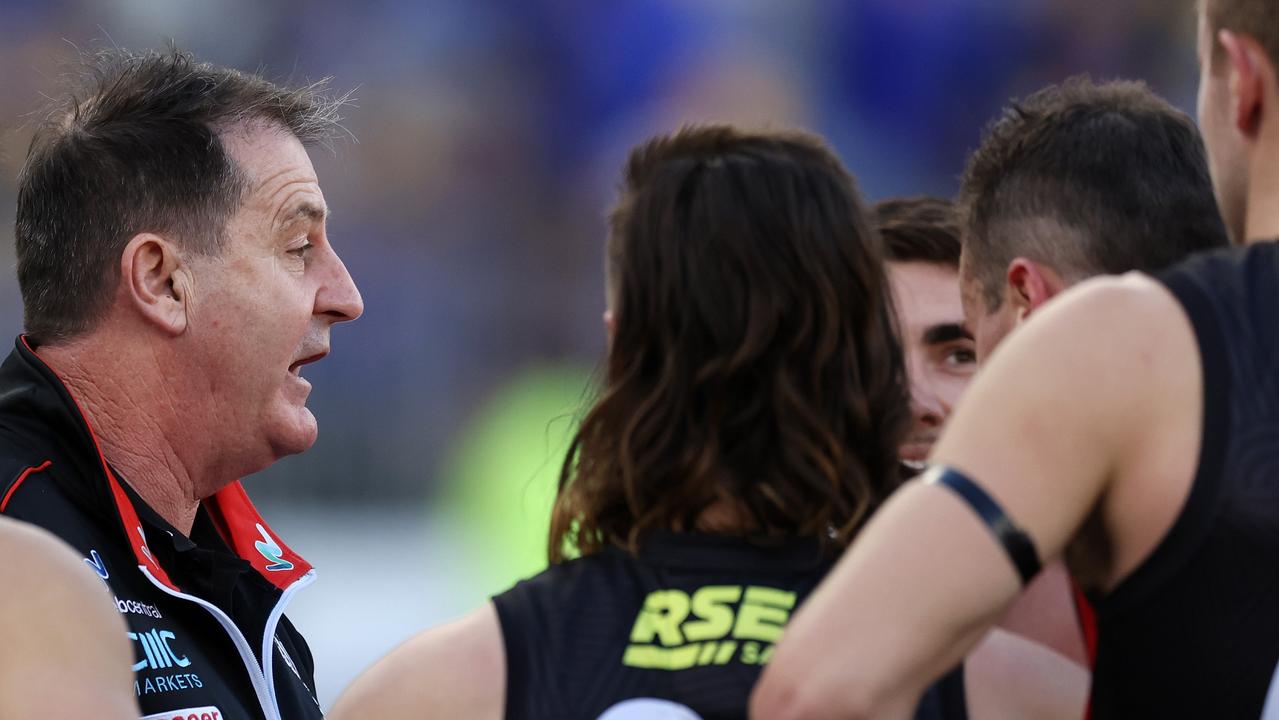 Ross Lyon promised he was still “cuddly” at half-time, but was more a “disappointed father”. Picture: Will Russell