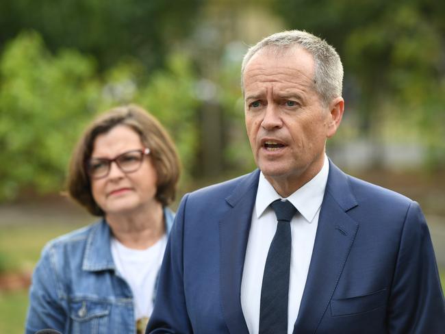 The leader of the federal opposition Bill Shorten (right) and Labor's candidate for Batman, Ged Kearney, speak to media during a visit to East Reservoir Health Centre in Melbourne, Thursday, March 15, 2018. A by-election for the electorate of Batman will be held on March 17.(AAP Image/Julian Smith) NO ARCHIVING