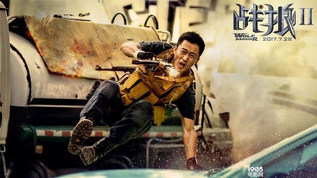 A poster from Wolf Warrior II, a patriotic series of Chinese films.