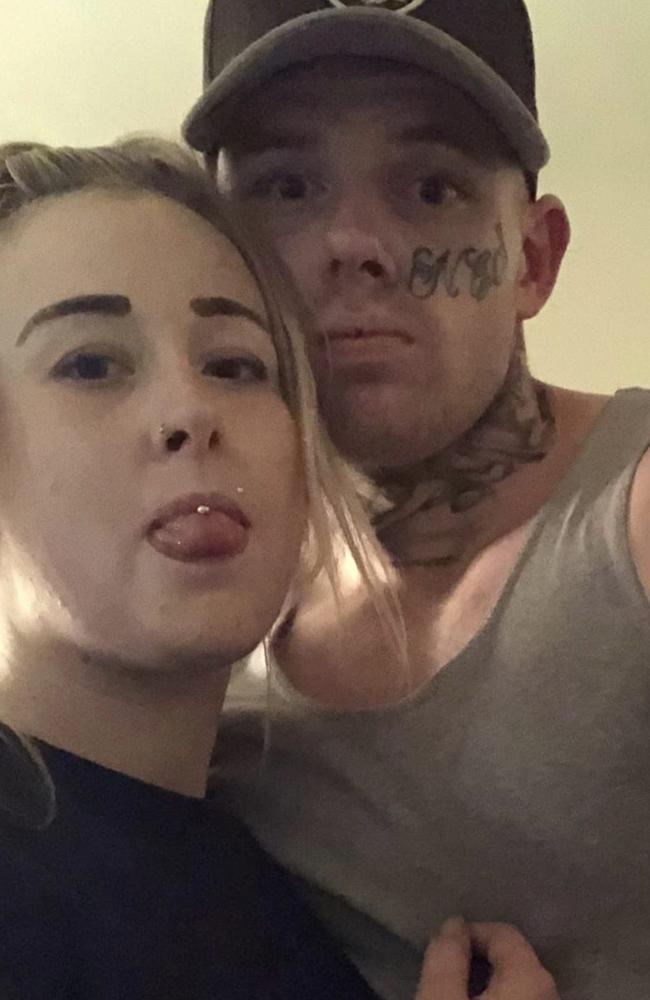 Trevallyn man Kane Morgan, 26, was killed on October 12, 2023, when a vehicle ricocheted from a two-vehicle collision and struck him at Margaret St, Launceston. Depicted here with partner Kirstyn Mance. Picture: Facebook