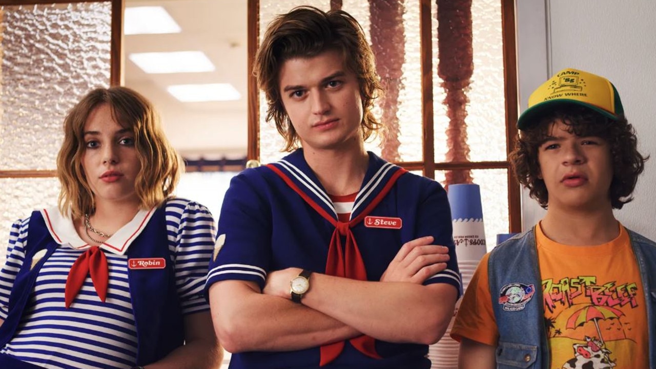 Kerry (centre) plays Steve Harrington on the Netflix series. Picture: Netflix