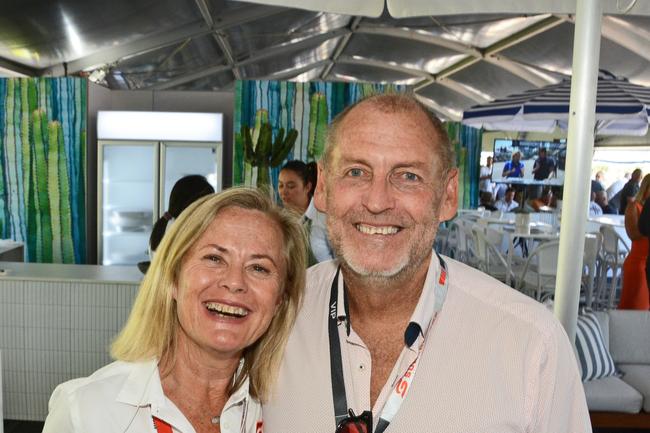 Tracey and Michael Woodbry in The Lounge at GC500 corporate suites, Main Beach. Pic: Regina King