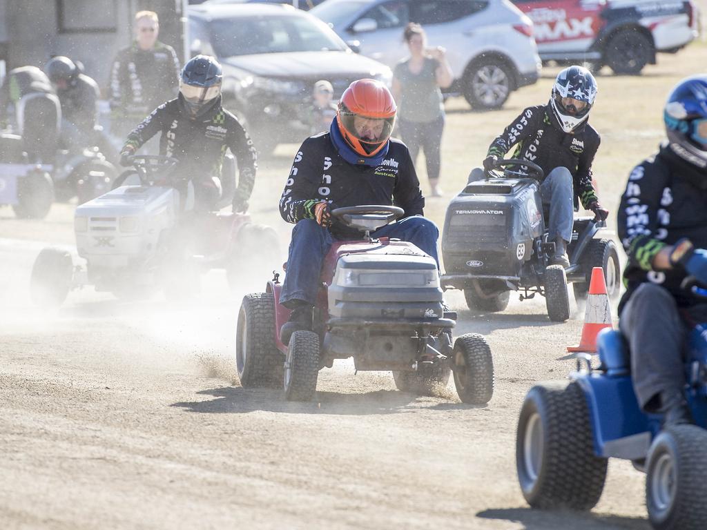 Competitors take to the track during Showmo Lawnmower Racing.