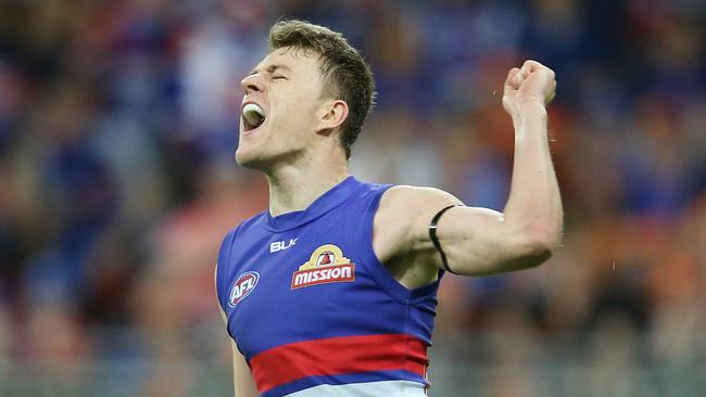 Jack Macrae celebrates a clutch goal in the 2016 prelim. Picture: Michael Klein