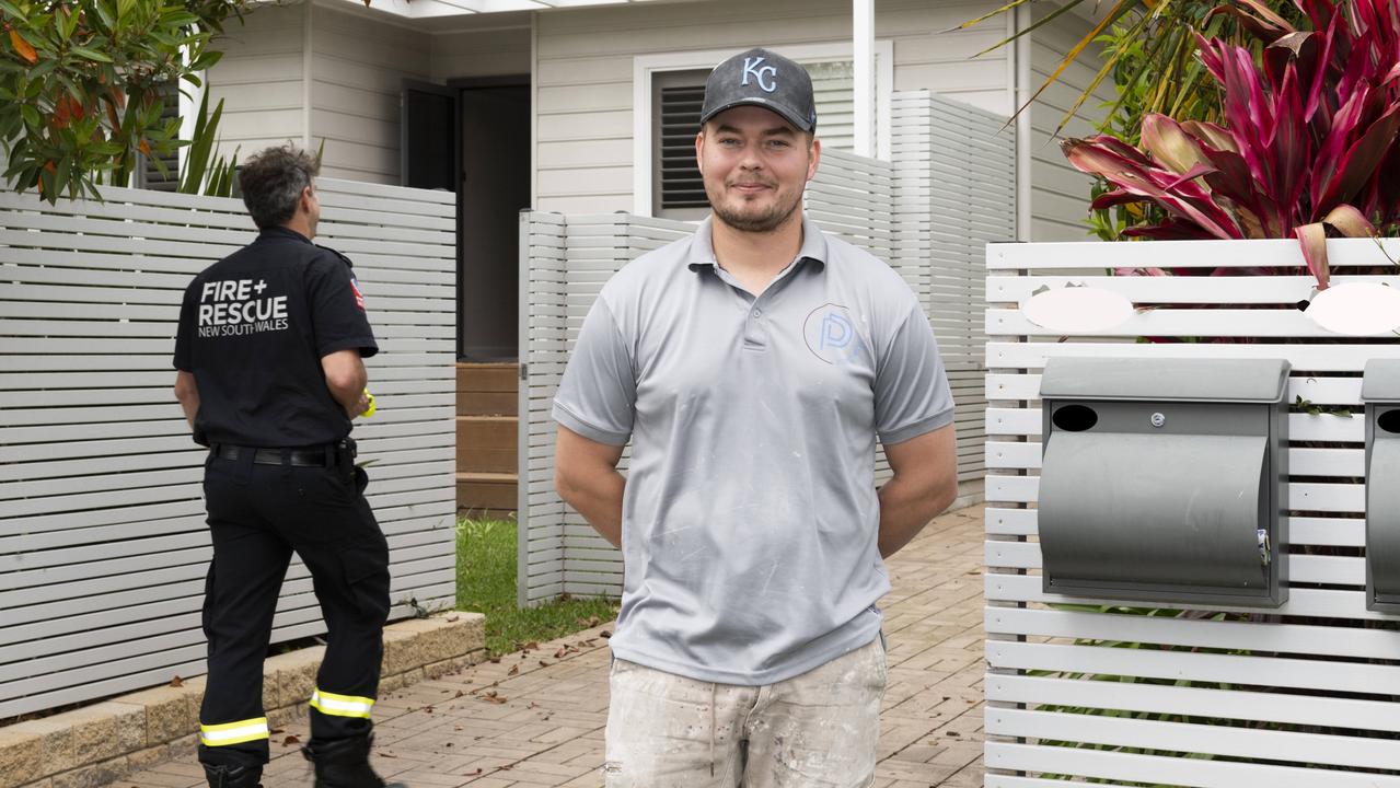 Bradley Turner from decorative finishing company Pure Deco was working next door when the fire broke out. NSW. Picture: NewsWire / Monique Harmer