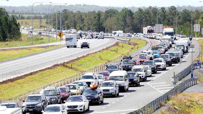 Brisbane-bound traffic on M1 at Glass House Mountains. Picture: Ric Frearson/AAP