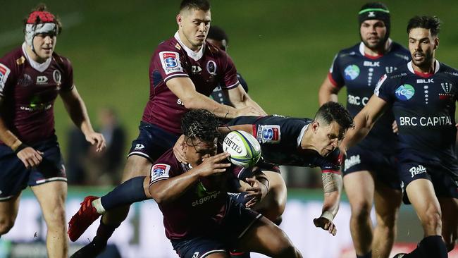 The ball was hard to handle in the wet at Brookvale Oval.