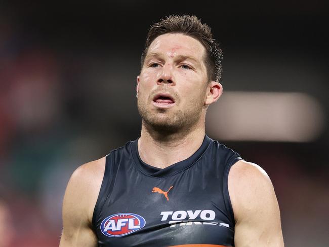 SYDNEY, AUSTRALIA - SEPTEMBER 07:  Toby Greene of the Giants looks dejected after the AFL First Qualifying Final match between Sydney Swans and Greater Western Sydney Giants at Sydney Cricket Ground, on September 07, 2024, in Sydney, Australia. (Photo by Matt King/AFL Photos/via Getty Images)