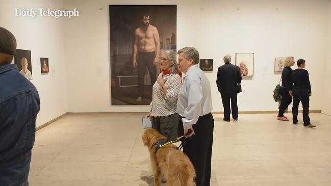 Guide dog 'Unity' and owner Nick to the Art Gallery of NSW