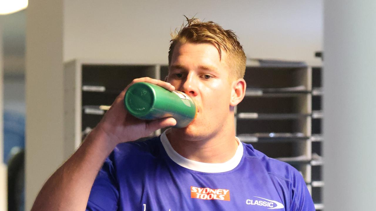 Matt Burton on his first day at Canterbury training. Picture: Bulldogs Digital