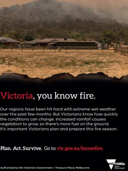 A government fire warning print ad, the likes of which will be axed.