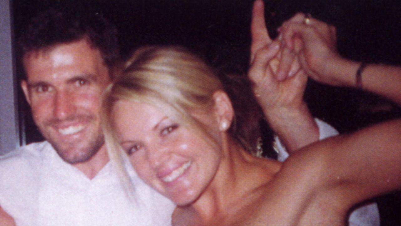 Former Roos champion Anthony Stevens with his then- wife Kelli. In 2002, details of a secret affair between Kelli and Carey came to light, sending shockwaves through the football world and culminating in Carey leaving the club.