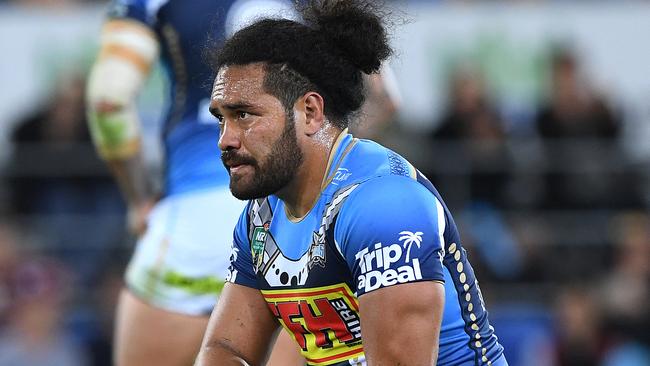 Konrad Hurrell struggled against the Broncos. Picture: AAP Image/Dave Hunt