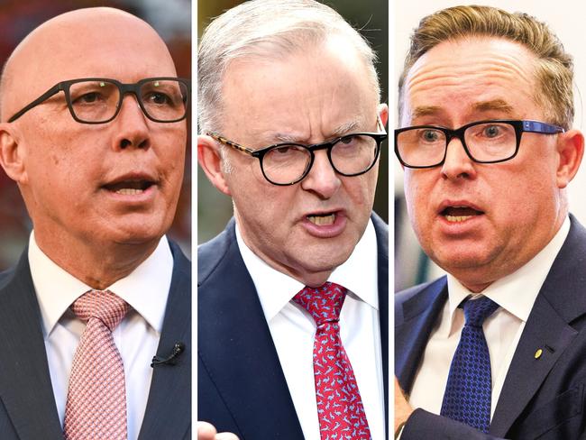 Peter Dutton, Anthony Albanese, Alan Joyce composite. Picture: NCA Newswire