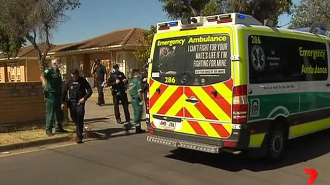 An ambulance at the scene of Monday’s crash in Fulham Gardens. Picture: 7NEWS