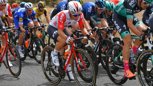 Caleb Ewan in the peloton during the Tour Down Under.