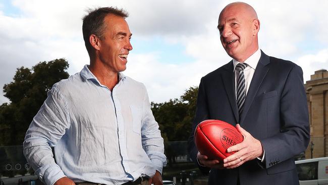 Premier Peter Gutwein with former Hawthorn Football  Club coach Alastair Clarkson. Clarkson is set to help Tasmania gain an AFL team.  Picture: Nikki Davis-Jones