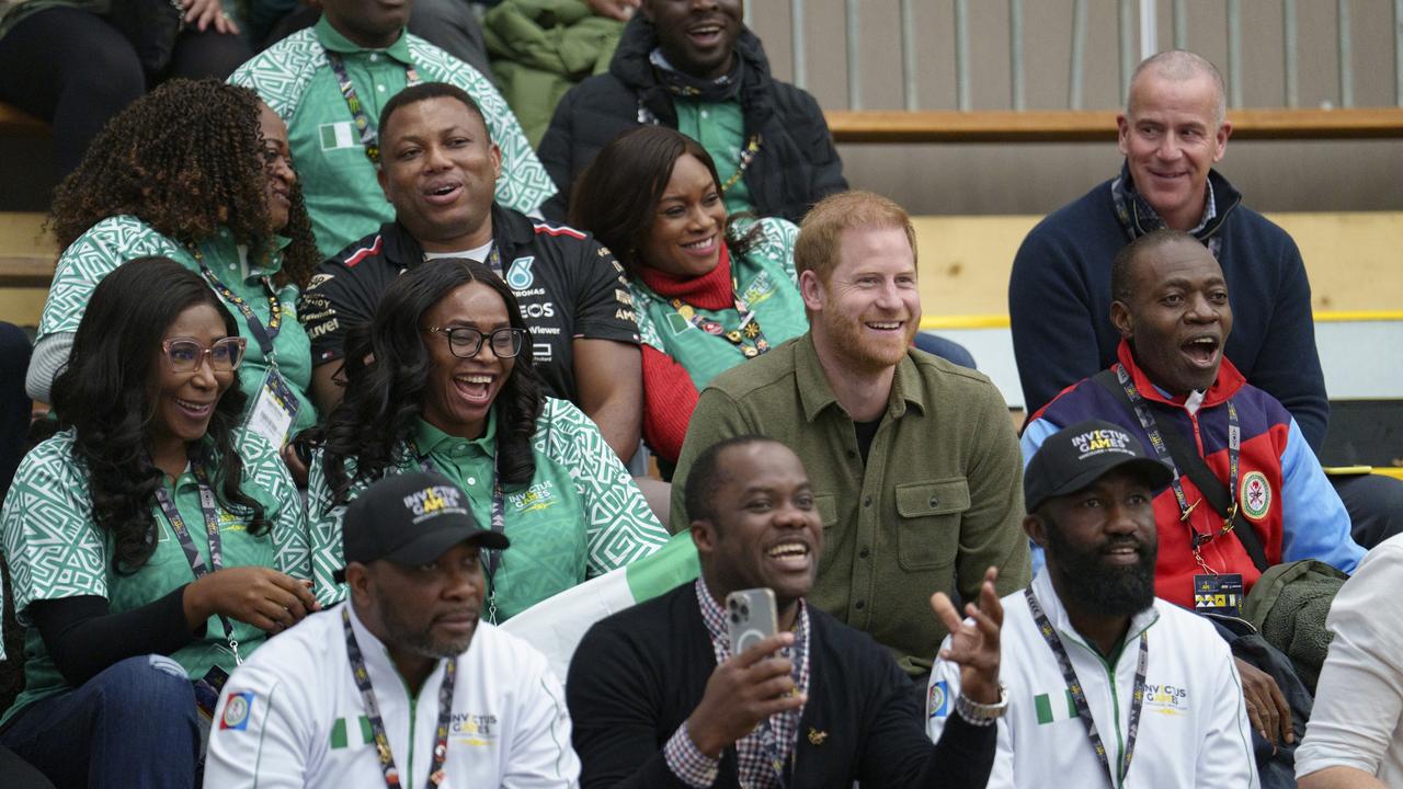 Prince Harry with Team Nigeria at the Invictus Games Vancouver Whistler 2025. Picture: Jeff Vinnick/Getty Images for Invictus Games Vancouver Whistler 2025