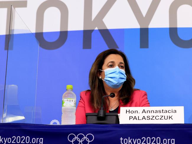 Premier Annastacia Palaszczuk speaks at the Tokyo Olympics after Brisbane was awarded the 2032 Games.