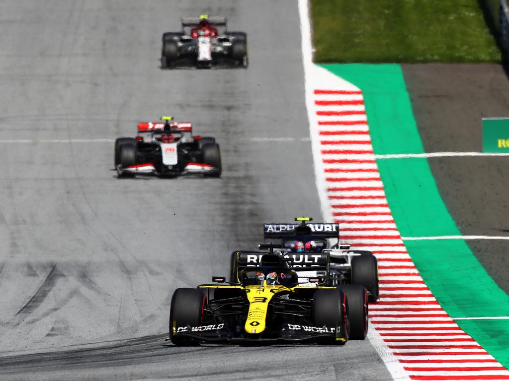 Daniel Ricciardo leads Pierre Gasly around the Red Bull Ring before it all went wrong. (Photo by Mark Thompson/Getty Images)