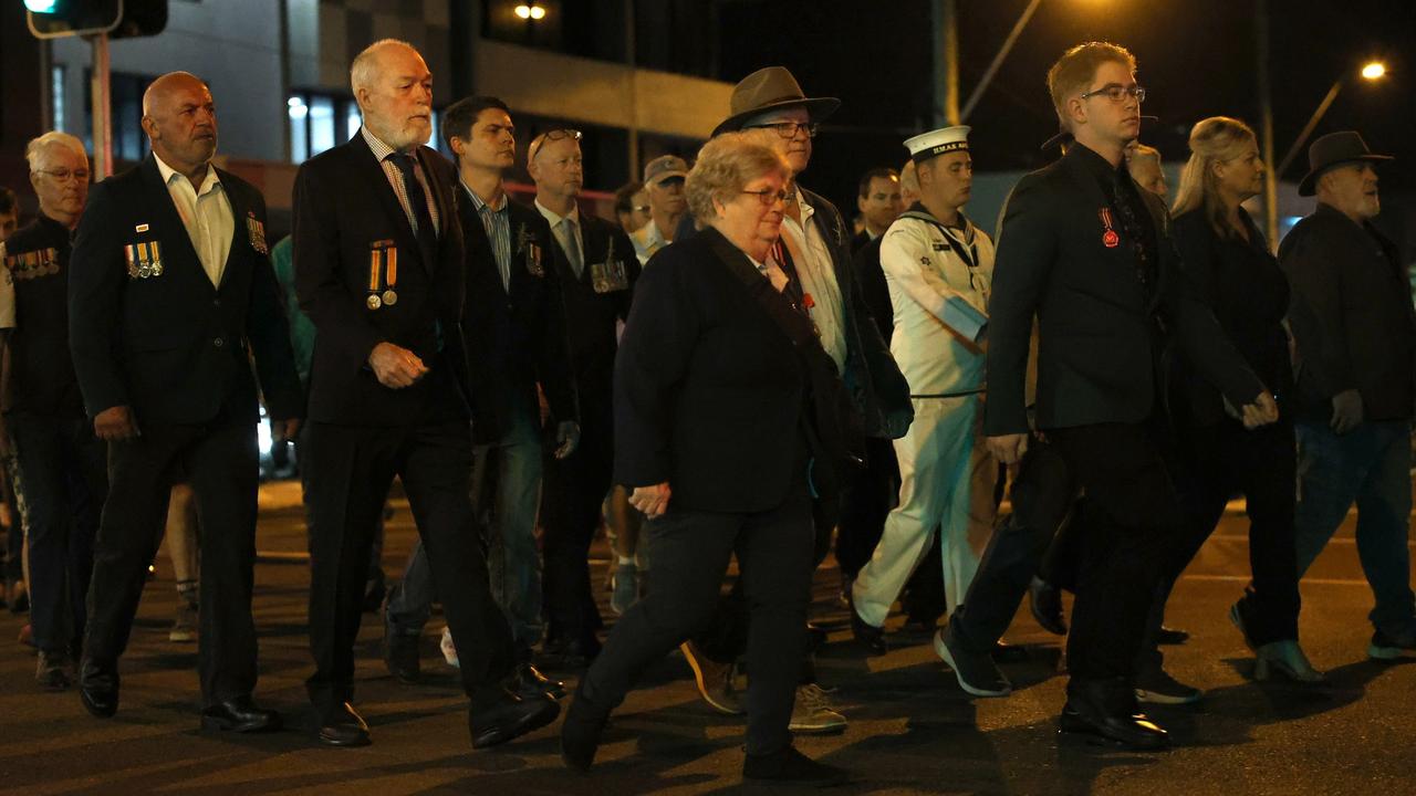 Hundreds of people joined veterans old and young at the Mackay Dawn Service march, Mackay Anzac Day 2025. Pictures: Mackay Regional Council.