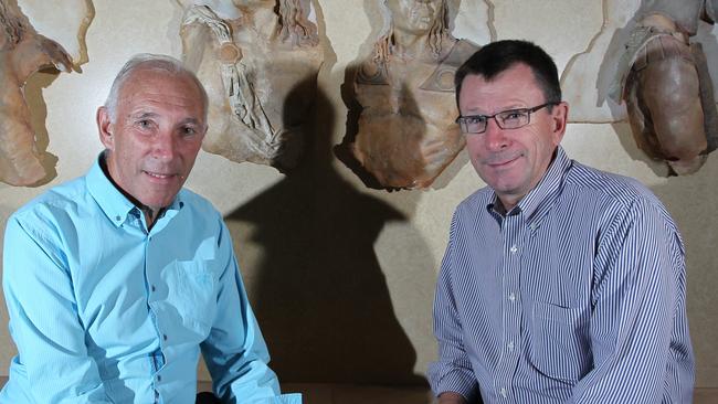 Cycling commentators Phil Liggett and Paul Sherwen.