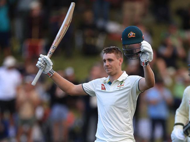 Australia's Cameron Green celebrates his second Test century. Picture: AFP