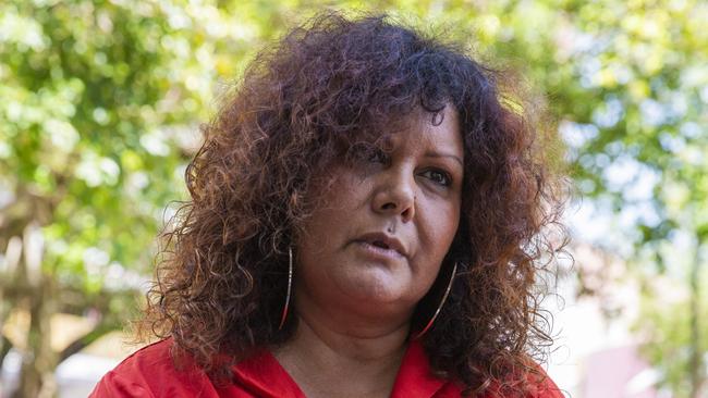 Senator Malarndirri McCarthy at a press conference in Darwin. Picture: Floss Adams.