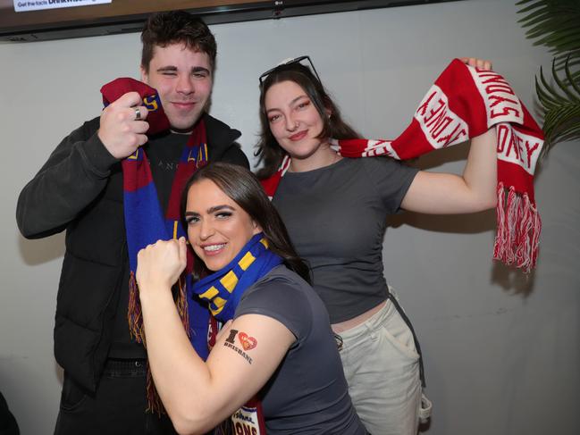 AFL grand final celebrations around Geelong . The Sporting Globe Geelong left: Robert Stanley , Naomi Sliwa and Simone Newell Picture: Mark Wilson