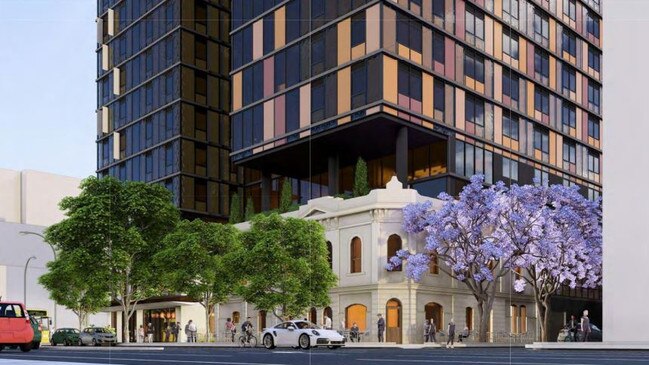 The state’s government architect has raised concerns over the proposed design, including plans to replace the pub with a cafe and yoga studio. Picture: Brown Falconer Architects