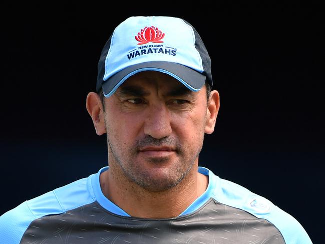NSW Waratahs coach Daryl Gibson is seen during a training session in Sydney, Friday, February 23, 2018. (AAP Image/Joel Carrett) NO ARCHIVING