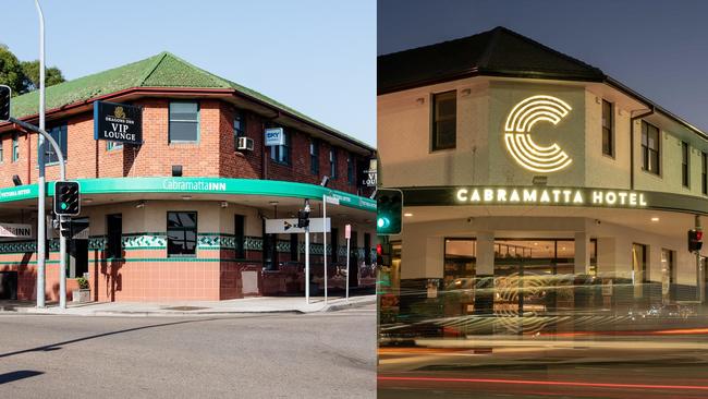 Cabramatta Hotel before (left) and after its multimillion-dollar renovation. Picture: Cabramatta Hotel