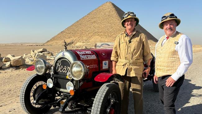 Birtles and Bean Round the world trip with Daily Telegraph Cartoonist, Warren Brown and Journalist, Matthew Benns. The pair have made it to Cairo, Egypt. Picture: Supplied.