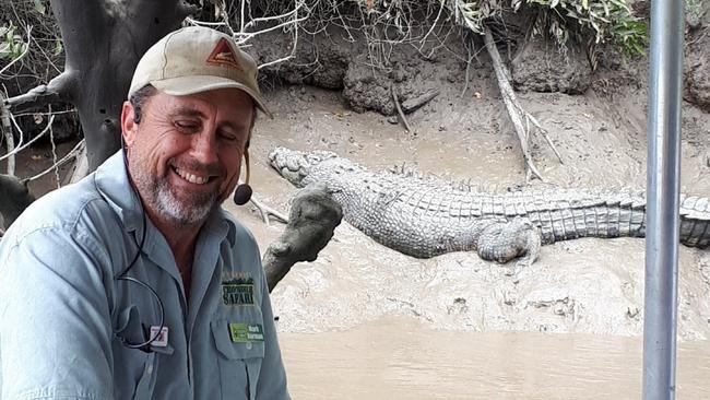 Mr Norman, pictured, said crocs in Proserpine River were most active ‘feeding, breeding and fighting’ in the warmer months, with wintertime focused on soaking up the sun to thermoregulate. Picture: Supplied.