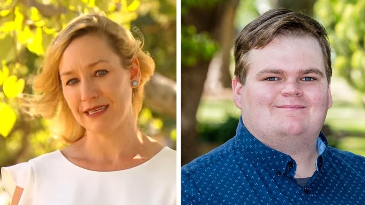 Queensland Greens Senator Larissa Waters makes a tearful tribute to Toowoomba activist and Greens candidate Thomas Coyne (right), who was killed in a car crash on Monday morning.