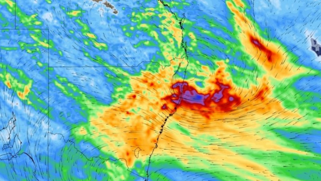 The latest rain map showing the low-pressure system honing in on Sydney. Picture: Weatherzone