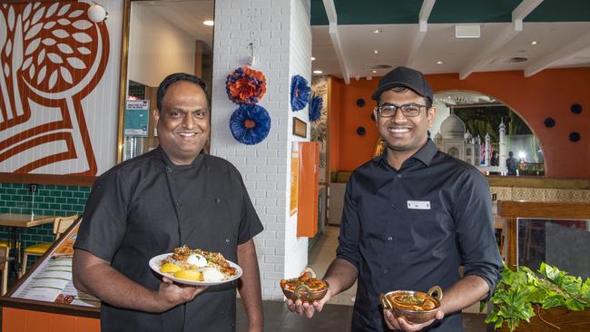 (From left) Kiran Seri, chef and Adi Reddy, manager. Indian Tree is a new restaurant in Toowoomba, at Grand Central. Wednesday. 23rd Sep 2020