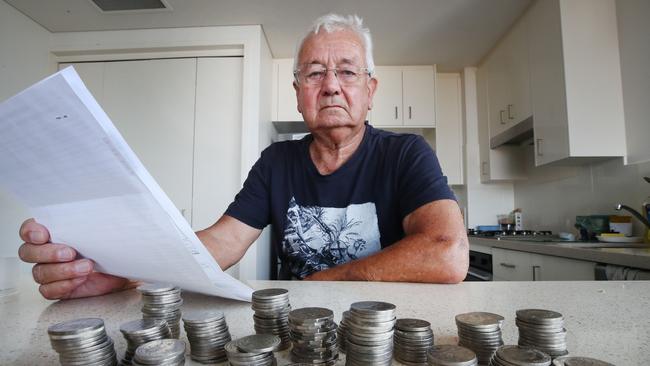 Pensioner Mike Cox, 76, at his Southport home. Picture: Glenn Hampson.