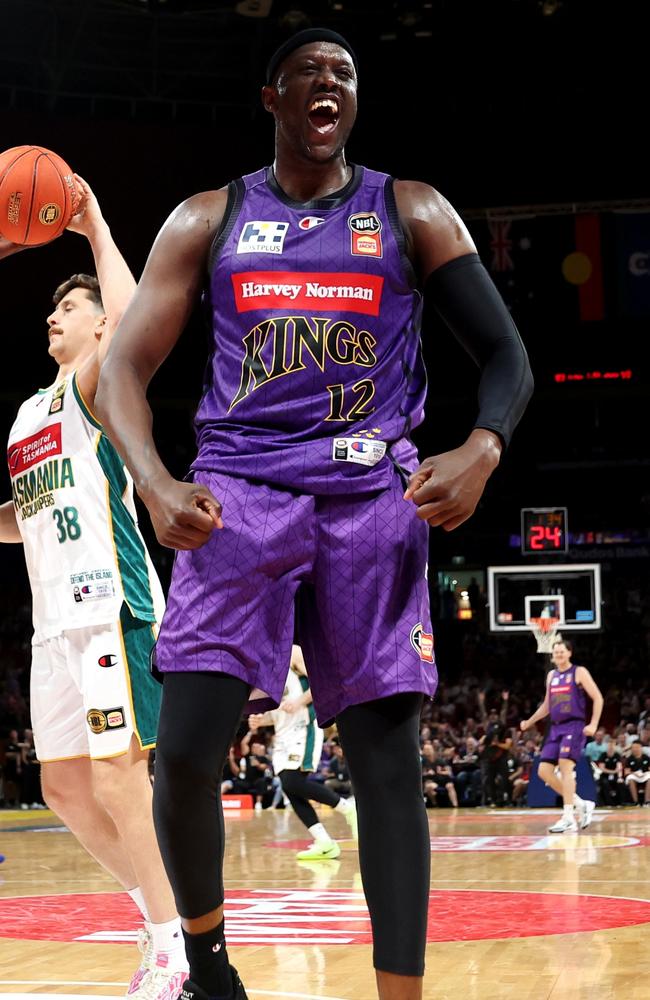 Kouat Noi during his dominant run against the JackJumpers on Sunday. Picture: Brendon Thorne/Getty Images.